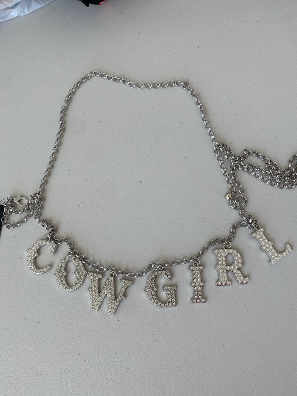 'COWGIRL' Silver & Rhinestone Letter Chain Belt NWT! 🤠